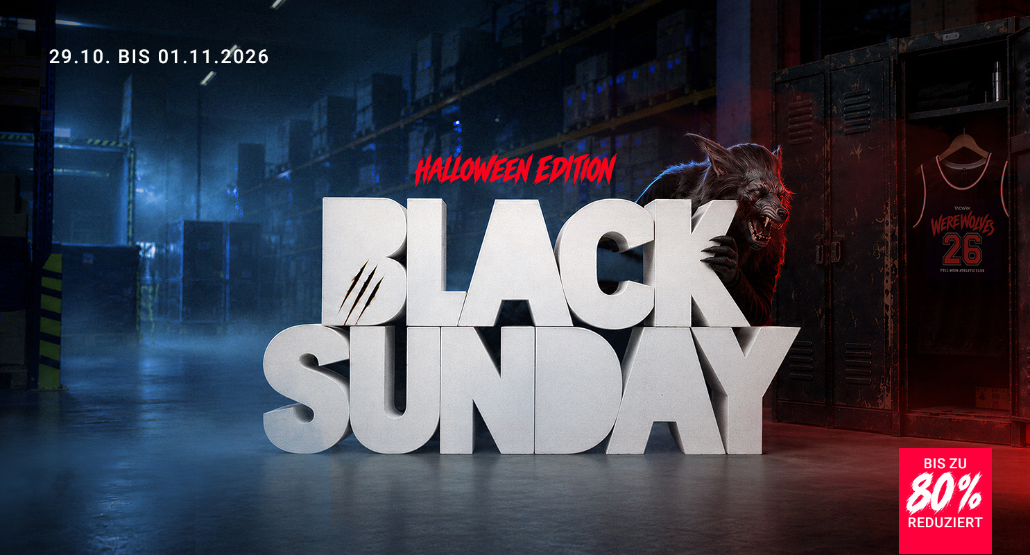 TACWRK BlackSunday 2026 – Halloween Edition vom 29.10. bis 01.11. mit bis zu 80 % Rabatt im Online Sale.