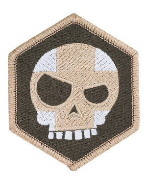 Triple Aught Design - (643) Mean T Skull Cross Hex Patch OD Green