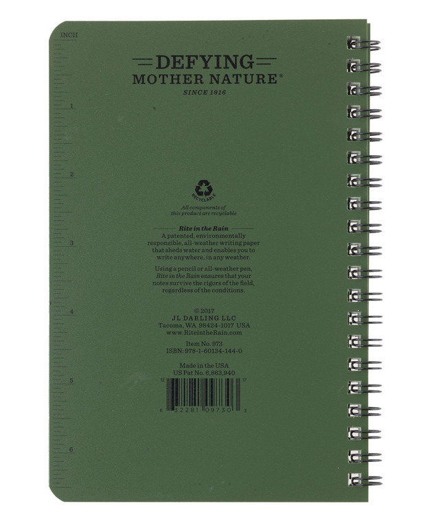 Rite in the Rain Side-Spiral Notebook Universal Green