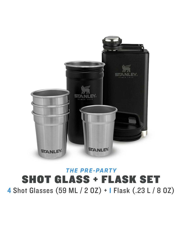 Stanley Adventure Shot Glass & Flask Gift Set 236ml Matt Schwarz