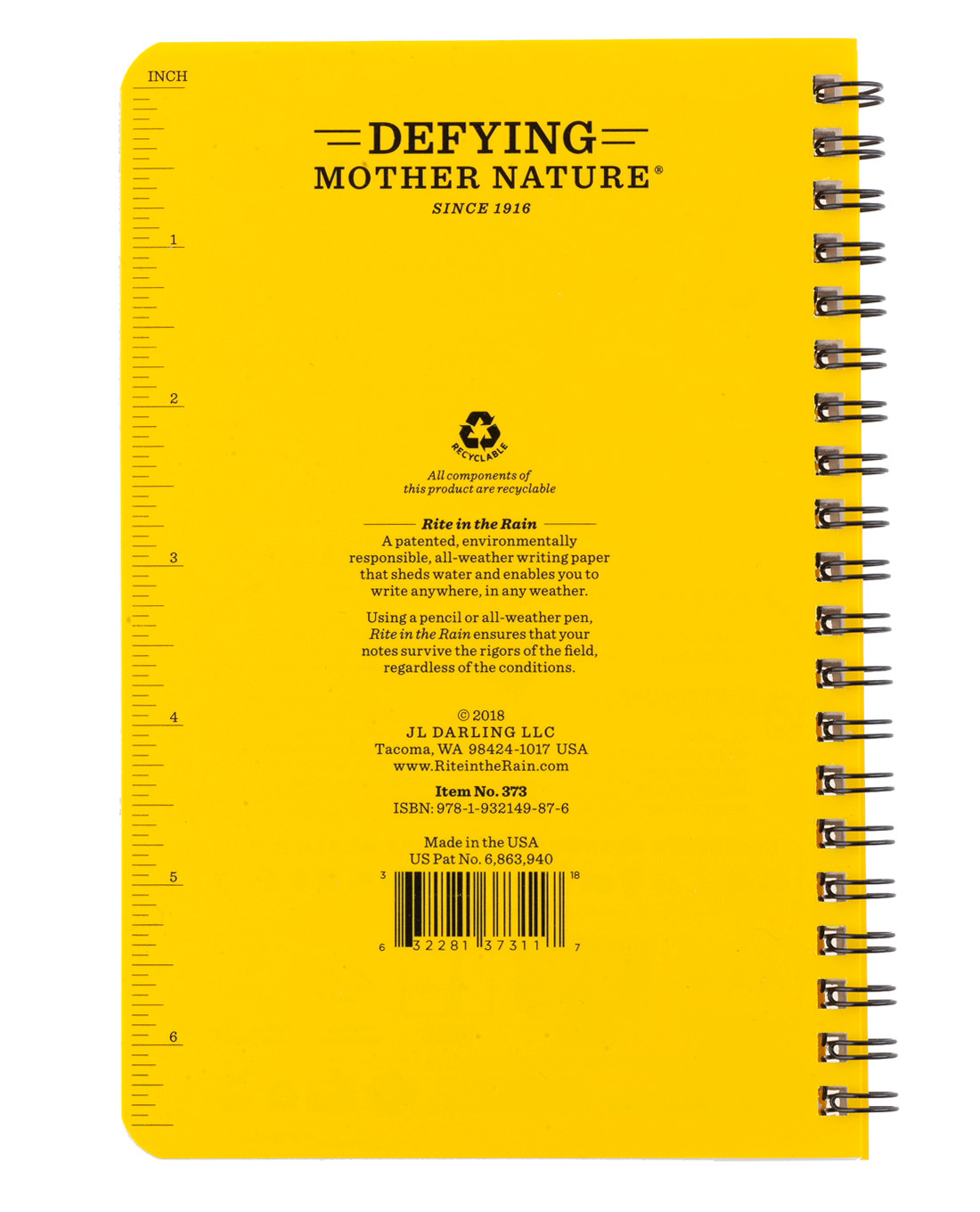 5x7 373 Universal Yellow No Rite In The Rain All-Weather Side-Spiral Notebook
