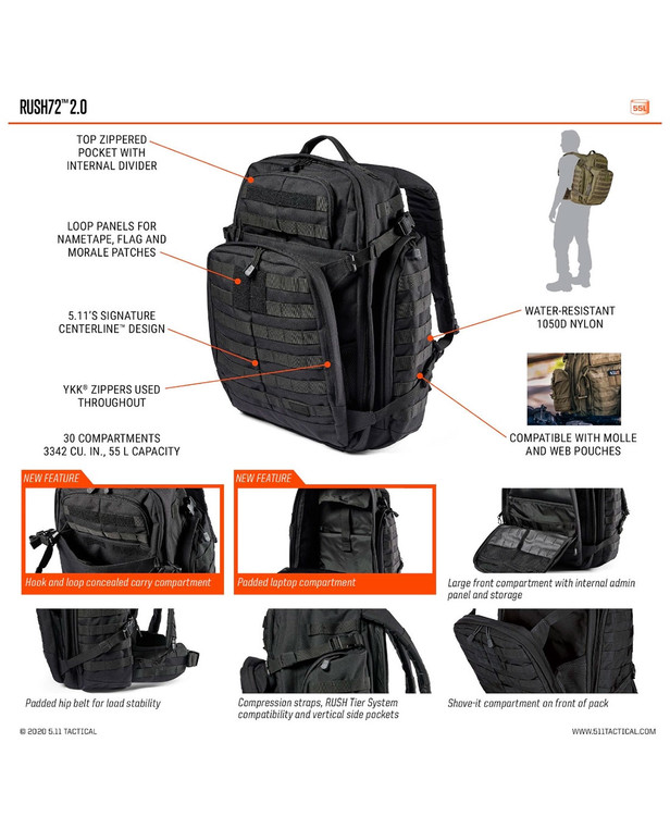 511 tactical backpack rush 72